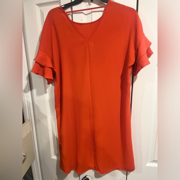 Red T-Shirt Dress , Decorative sleeves - Picture 1 of 2